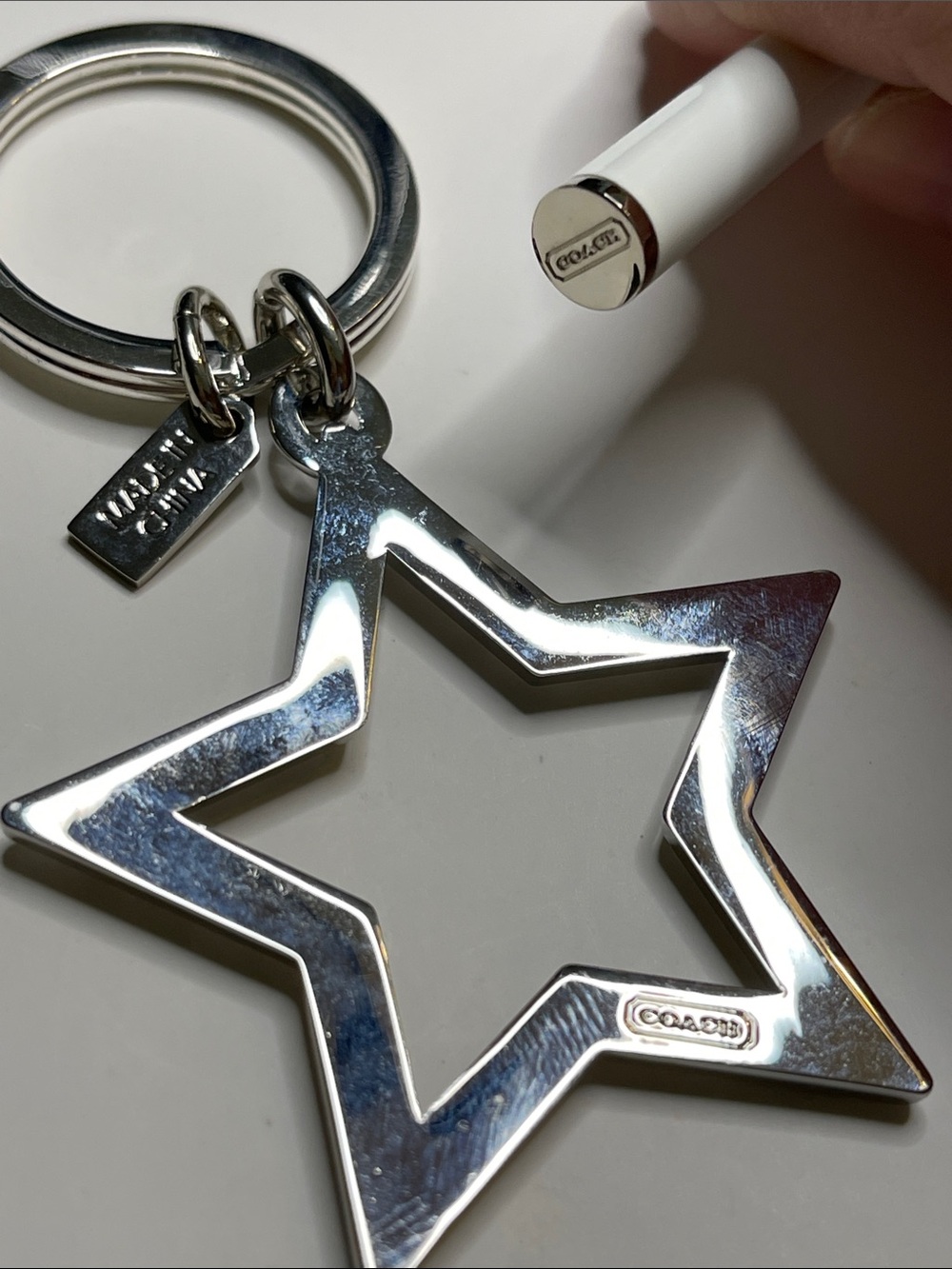 Coach Silver Star Crystal Keychain with Tag and Coach Pen - Picture 5 of 5